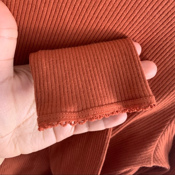 Topshop Orange Long Sleeve Cropped Top - Picture 3 of 5